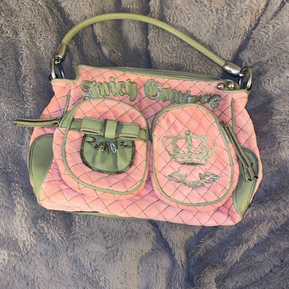 Baby pink & green vintage Juicy couture bag/purse